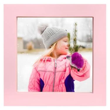 Imagem de LEKAIYA Porta-retratos rosa, 12 x 12 cm, moldura quadrada de madeira maciça para montagem em mesa ou parede