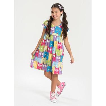 Imagem de Vestido com Manga Verão Menina Pink Gatinhos - Molekada, 2