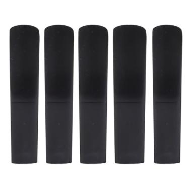 Imagem de Saxofone Tenor Reeds Professional Grade Resina Material Bb 2.5 Força Sax Reeds Set com capa protetora para iniciantes e profissionais 5Pcs (Preto)