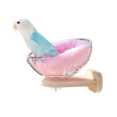 Imagem de Cama pequena de plástico à prova de mastigação com base de madeira para pendurar casa cabana gaiola de pássaro ninho para incubação cama de periquito lavável para papagaio periquito periquito canário