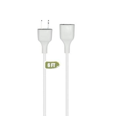Imagem de Jplenty Cabo de extensão branco de 1,8 m, 2 pontas finas para uso interno e externo com apenas um soquete, ideal para iluminação de Natal, lâmpadas, câmeras, TVs