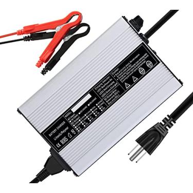 Imagem de Carregador de bateria LiFePO4 36V/43,8V 8A bateria de fosfato de ferro de lítio carregador inteligente 110V 120V 400W para 12S 36V com ventilador de arrefecimento para carro automotivo, trailer