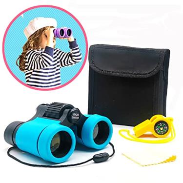 Imagem de Binóculos infantis, melhores presentes para meninos e meninas, de 3 a 12 anos, óptica de alta resolução, à prova de choque, mini brinquedos binocuolares compactos dobráveis para observação de pássaros
