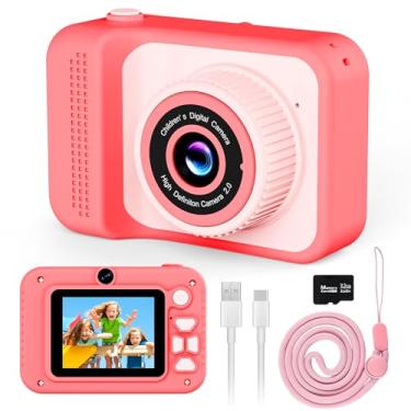 Imagem de Câmera infantil, câmera digital HD portátil 1080p com cartão SD 32G, presentes de aniversário para meninas de 3, 4 e 5 anos ou mais