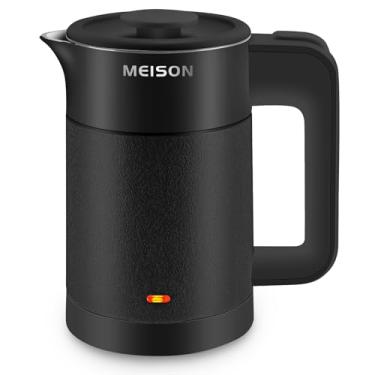 Imagem de Chaleira elétrica pequena 0,6L de aço inoxidável, mini aquecedor de caldeira de água quente de viagem, bule portátil de parede dupla, desligamento automático e proteção contra fervura, 120V/800W