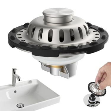 Imagem de Anylock Rolha de ralo de pia de banheiro atualizada com cesta de filtro de aço inoxidável superior visível, coletor de cabelo, coador de pia pop-up 3 em 1 adequado para orifício de lavatório padrão de