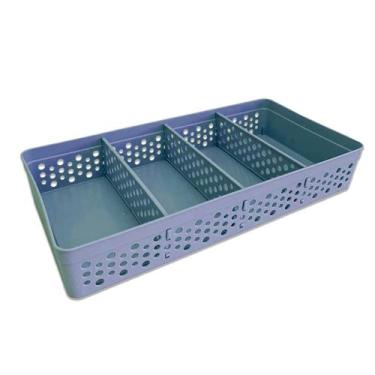 Imagem de Cesto Organizador Armário Gaveta Maxi 3 Divisórias Azul - Usual Utilid