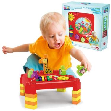 Imagem de Mesa Didatica Infantil Mesinha Atividades Blocos de Montar - Dismat, A