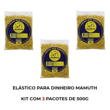 Imagem de Elasticos de borracha liguinha dinheiro mamuth 500g kit 3un