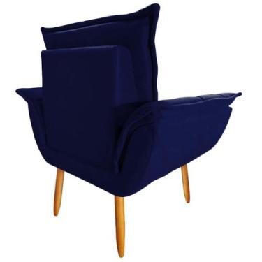 Imagem de Poltrona Opala Luxo suede azul marinho para leitura - JBF