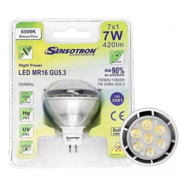 Imagem de Lâmpada Led Mr16 Dicroica 7W 220V Gu5,3 Branco Frio - SENSOTRON, 220V
