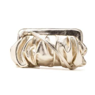 Imagem de Bolsa Feminina Metalizada Em Couro Legítimo Dourado - Leandra Soares