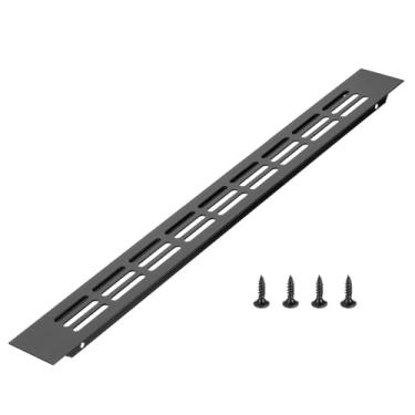 Imagem de PATIKIL Tampa de ventilação de porta, 40,6 x 4,7 cm (dimensões externas), grade de ventilação com venezianas de alumínio, ventilação retangular com parafusos de montagem para armário de sapatos, preto