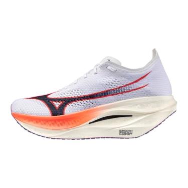 Imagem de Mizuno Tênis de corrida unissex adulto Wave Rebellion Pro 3, Branco-barítono azul, 14 Wide Women/12.5 Men