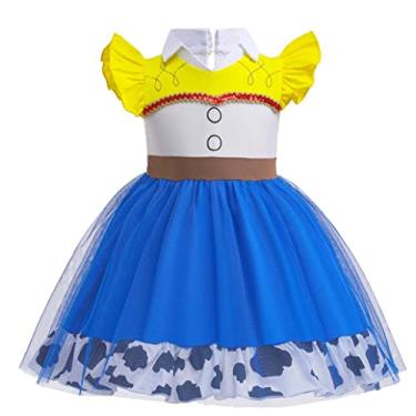 Imagem de Dressy Daisy Vestido de tule de vaqueira para bebês meninas, fantasia de festa de Halloween, roupas de verão, tamanho 3 a 6 meses, azul, estilo 25