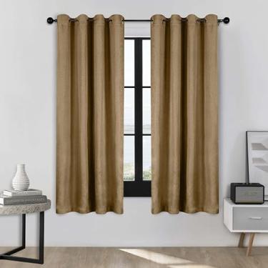 Imagem de SUPERIOR Cortinas blackout de linho com 2 painéis (132 x 163), marrom