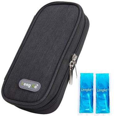 Imagem de Sacos de gelo para viagens da LengKe, aprovados pela TSA, bolsa de gelo reutilizável adequada para a maioria dos estojos de viagem com refrigerador de insulina, Preto, 8.2*3.7*1.2in, Estojo de viagem