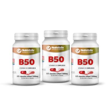 Imagem de Vitaminas do Complexo B Nutrivitalle 60 Cápsulas Kit 3 Unidades