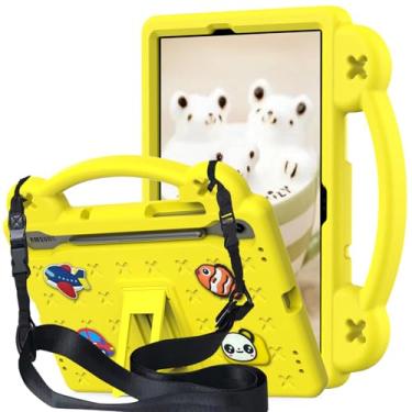 Imagem de Kwamaz Capa infantil para Samsung Galaxy Tab S10 FE de 10,9 polegadas, para tablet Tab S9 FE de 10,9 polegadas, capa infantil de EVA à prova de choque com alça de suporte (amarelo)