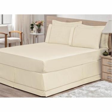 Imagem de Saia P/ Cama Box Casal King 01 Peça Palha - Bordados Ricardo