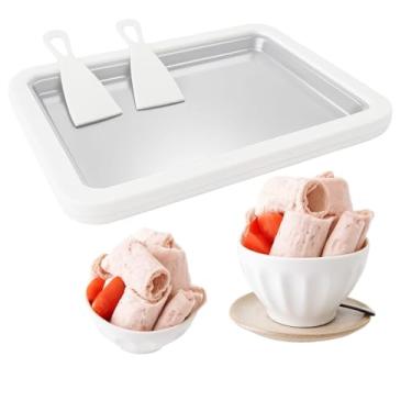 Imagem de máquina de fazer rolo de sorvete máquina de sorvete enrolado, panela de ponto doce, placa fria instantânea, ideal para fazer sorvete enrolado, raspadinhas, sorvete de iogurte congela