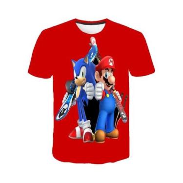 Imagem de Camiseta Infantil De Manga Curta Com Desenho Animado Super Mario Drago