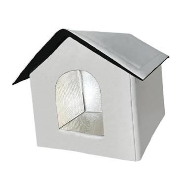 Imagem de Baoblaze Casa para gatos ao ar livre, tenda para esconder gatinhos, fácil de montar, tecido Oxford de alumínio para animais de estimação ao ar livre na caverna, Gray L