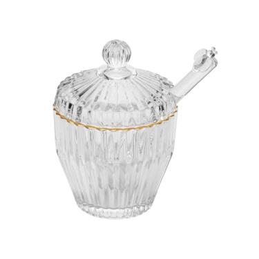 Imagem de WOLFF - Meleira com Pegador e Tampa Imperatriz com Fio de Ouro 8cm x 8cm x 11cm Cristal Ecológico