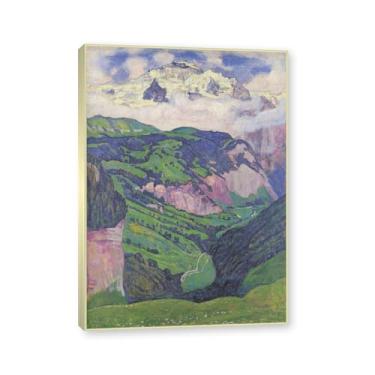 Imagem de Moldura de champanhe. Pinturas a óleo famosas, (sem título 19) de Ferdinand Hodler, reprodução impressa em tela, arte de cenário para decoração de sala de estar. 50 x 70 cm - 19,6 x 27,5 pol