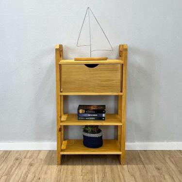 Imagem de Aparador de Madeira Pinus Linea de 4 Prateleiras Slim com Gaveta Nozes