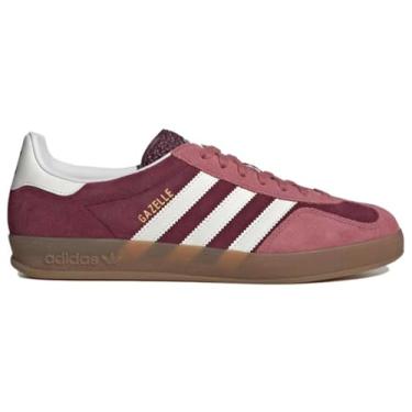 Imagem de adidas Originals Gazelle Tênis masculino para uso interno, Branco carmesim marrom, 36