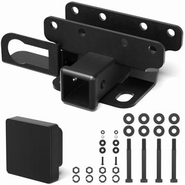 Imagem de LONGSUN Recetor de engate de reboque para Lexus GX460 2010–2024 – Engate de reboque classe 3 com receptor de 5 cm, kit de reboque de para-choque traseiro com tampa, aço revestido a pó preto