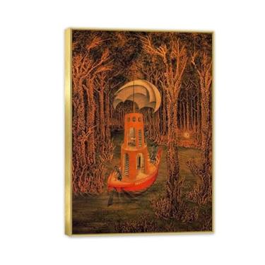 Imagem de Remedios Varo Decor Prints Find Canvas Surrealism Wall Decor Remedios Varo Arte de parede emoldurada para sala de estar banheiro presente pronto para pendurar 70 x 50 cm (71.1x50.8 cm) moldura dourada