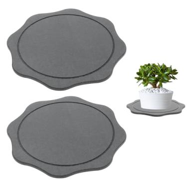 Imagem de 2 peças de pires de plantas, pires de vaso de flores, pires de vegetação resistentes bandejas de drenagem de vaso de flores reutilizáveis bandejas absorventes de copo de secagem rápida para mesas de