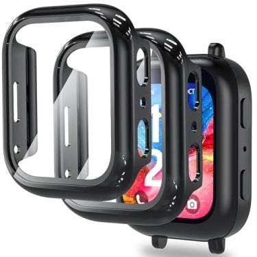 Imagem de ottpluscase Pacote com 2 capas pretas para Bark Watch protetor de tela com vidro temperado 9H para crianças, capa protetora sensível ao toque geral para relógio Bark (preto + preto)