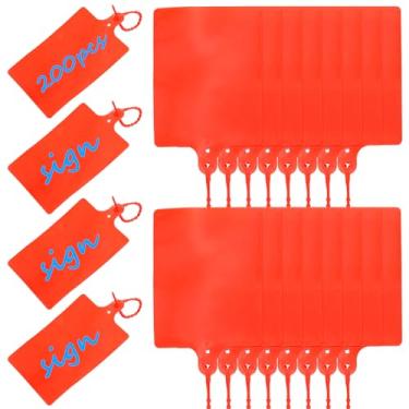 Imagem de 200 peças de etiquetas de envio de plástico, 10 cm x 8 cm, etiquetas de envio de selo de etiqueta à prova d'água, marcador de armazenamento de chave, laços graváveis, etiqueta de pendurar logística de