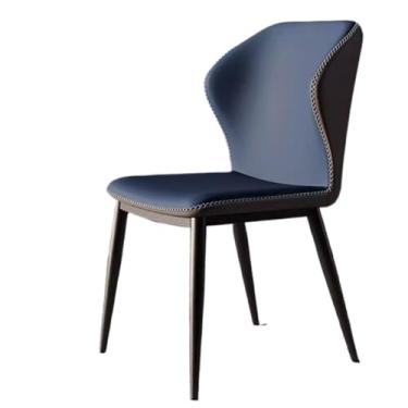 Imagem de Cadeira de jantar estofada com design ergonômico - uso doméstico e comercial (azul + cáqui)
