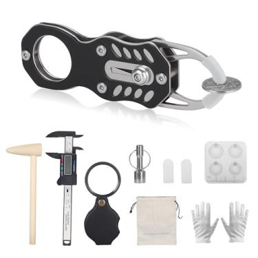 Imagem de Selaginella Testador portátil de moedas de ouro e prata, kit de teste com ímã para moedas, verificação de moeda através de ressonância de toque e comparação de tamanho para ouro, prata e platina