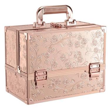 Imagem de Estojo de maquiagem FRENESSA Makeup Organizer com espelho 30cm em ouro