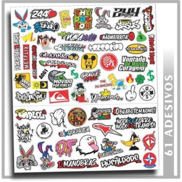 Imagem de Kit 61 Adesivos Super Cartela Para Bike Capacete Moto Carro - Du Adesi