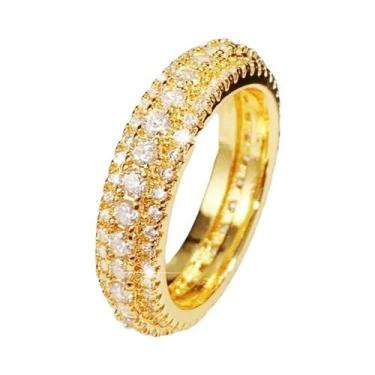 Imagem de Anel De Promessa Em Ouro CZ Para Mulheres, Aliança De Casamento Brilha