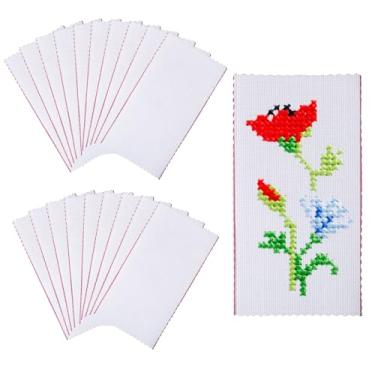 Imagem de GLOBLELAND 20 peças de marcadores brancos de ponto cruz em branco, 213 x 102 mm/8,4 x 102 mm, bordado, bordado, cruz, bordado, simples, kits de etiquetas de ponto em branco para artesanato