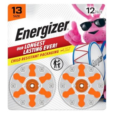 Imagem de Energizer Pilhas de aparelho auditivo tamanho 13, baterias para aparelho auditivo Orange Tab tamanho 13, 12 unidades