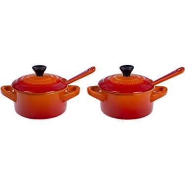Imagem de Le Creuset Set 2 Mini Cocottes para Molhos e Condimentos com Colher Laranja