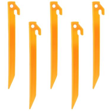Imagem de Hordion Pacote com 12 estacas de barraca de plástico, estacas de barraca de praia resistentes de 22 cm para acampamento, mochila, jardinagem, laranja