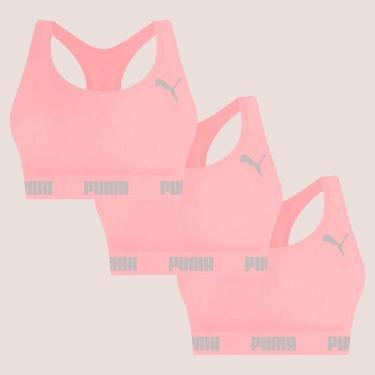 Imagem de Kit Com 3 Tops Puma Nadador Sem Costura E Sem Bojo Fitness Fit Para Academia Corrida Treino-Feminino