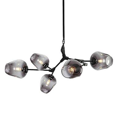 Imagem de Lustre Sputnik moderno, lustre de metal com gradiente, luminária pendente de meados do século, luminária de teto dourada, compatível com corredor, bar, cozinha, sala de jantar (fumaça)