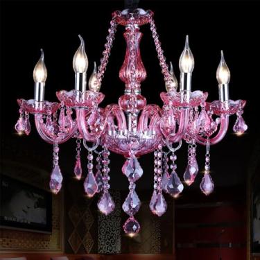 Imagem de Luminária pendente de vela de cristal europeia, sala de estar de luxo, restaurante, quarto, quarto de menina, villa, hotel, loja de roupas, salão de beleza, café, bar, lustre KTV (IA 6 luzes