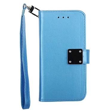 Imagem de Cube Capa de celular para Apple iPhone 8/7 / 6s / 6 - Capa carteira de couro personalizada azul com bolsa para cartão de crédito e clipe cromado