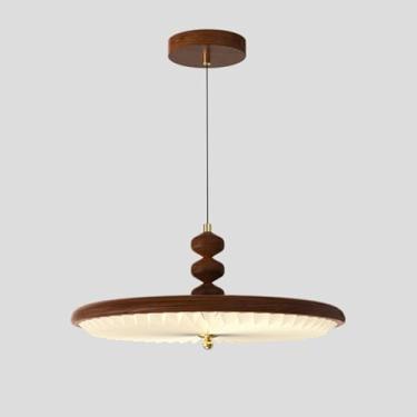 Imagem de Luminária pendente redonda moderna de LED para teto, luminária pendente de ilha para cozinha, sala de jantar, luminária com altura ajustável e abajur de PVC plissado